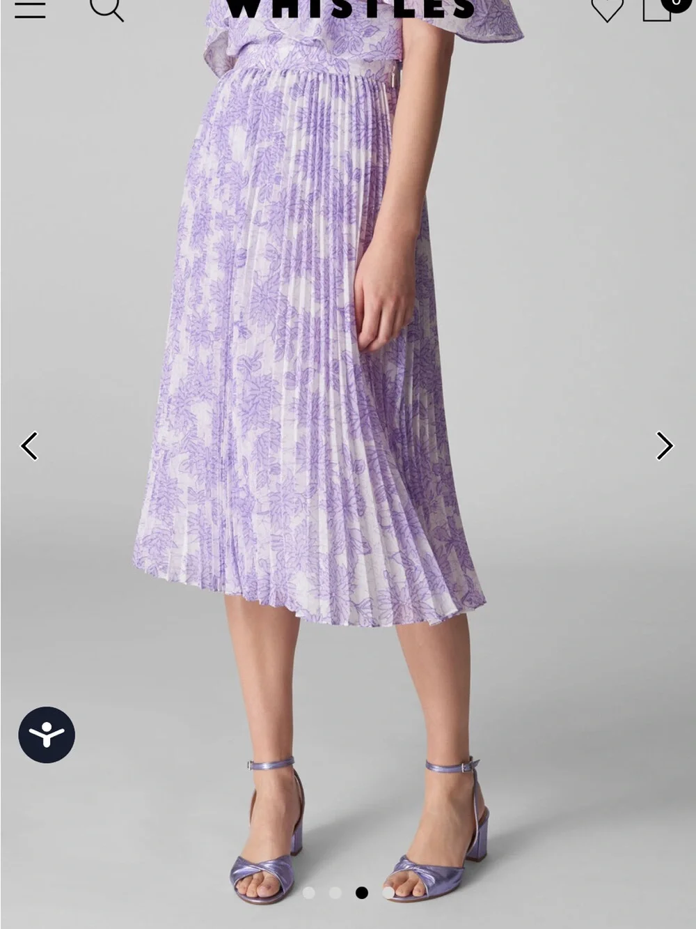 Whistles Pleated Floral Midi Skirt - Lavender - Picture 2 of 4